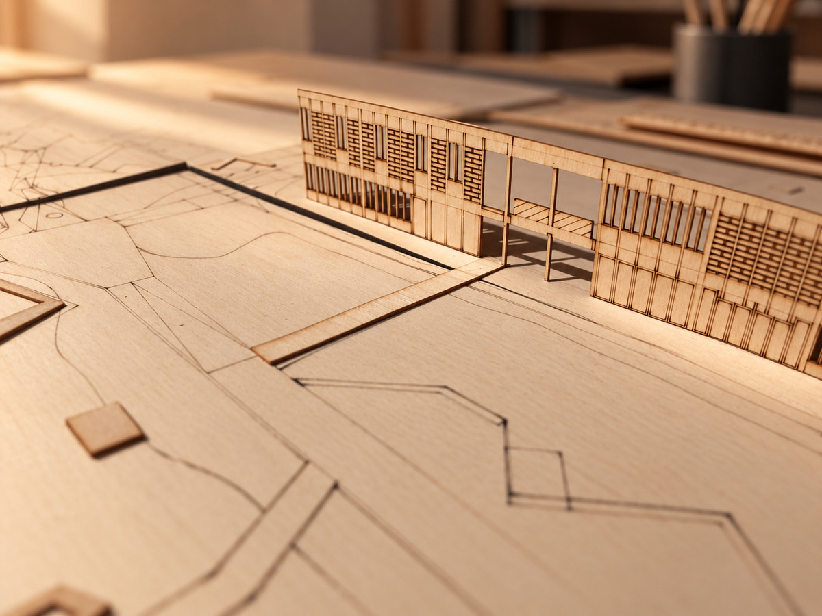 Proceso del modelo — Armado de edificios y fachadas de madera.
