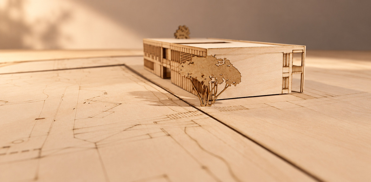 Proceso del modelo — Armado de edificios y fachadas de madera.